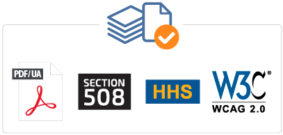 NetCentric Technologies - CommonLook Service - Compliant with ISO 14289-1 / PDFUA, U.S. Section 508, U.S. HHS, WCAG2.0/2.1 - Combo Icons