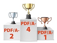 Vinnarpall: 1:a plats PDF/A-4, 2:a plats PDF/A-2, 3:e plats PDF/A-1 - Illustration