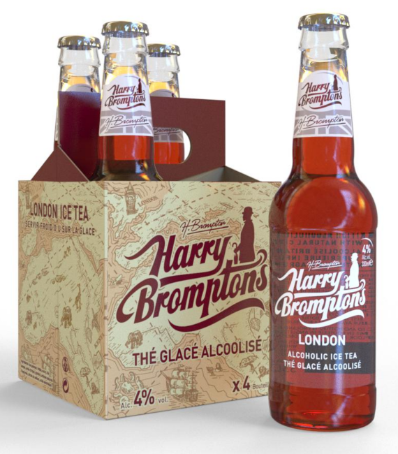 iC3D Opsis Model - Harry Brompton Ice Tea - 4-Pack - Animation: Bottles move into carton box
