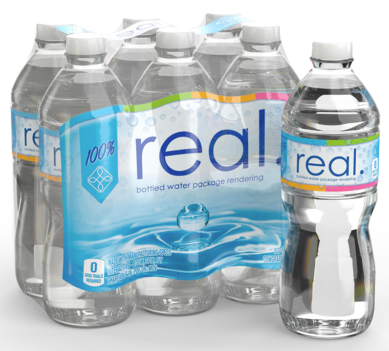 iC3D Ray Trace - Real Bottled Water - Shrink Wrapped Water Package - Bild