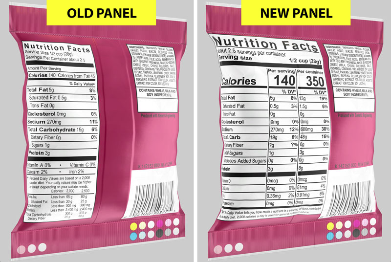 iC3D Suite - US FDA Compliance Demands Changes to Food Nutrition Facts Panels - Bags - Picture