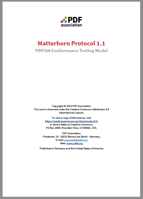 PDF Association - Matterhorn Protocol v1.1 - Framsida -  Bild