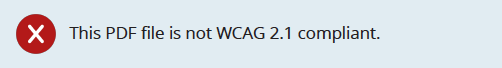 PDF/UA Foundation - PAC WCAG kontroll -Denna fil är uppfyller inte WCAG - Ej tillgänglig PDF - Banner
