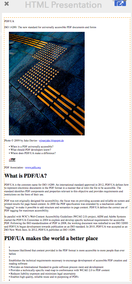 PDF/UA Flyer - HTML-version av original PDF utan inbäddad CSS - Bild